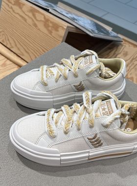 正品CONVERSE匡威 棉麻编织鞋带悠游厚底增高UU低帮帆布鞋A15758C