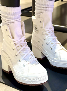 Converse匡威复古休闲增高厚底复古白色粗高跟帆布鞋A05348c