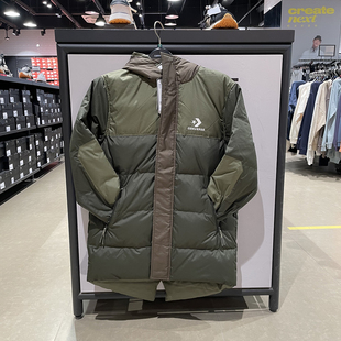 正品匡威 中长款拼接连帽休闲保暖羽绒服外套10023754-A01-A02