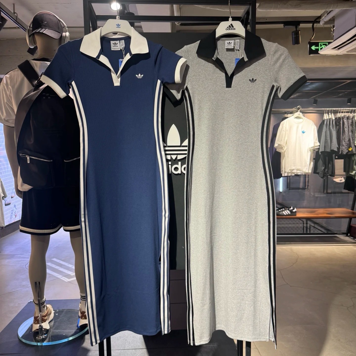 Adidas三叶草25年夏季女子Polo衫翻领运动长裙 KF0318 KF0317