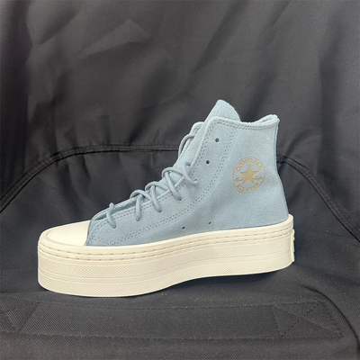 CONVERSE匡威ALLSTAR LIFT蓝色翻毛皮加绒厚底增高帆布鞋A06816c