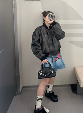Adidas三叶草女子PU JACKET PAD 复古保暖运动棉服KC2656 KC2655