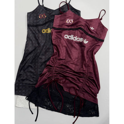Adidas三叶草26年夏季新款女子运动吊带蕾丝裙连衣裙KU4752KU4753