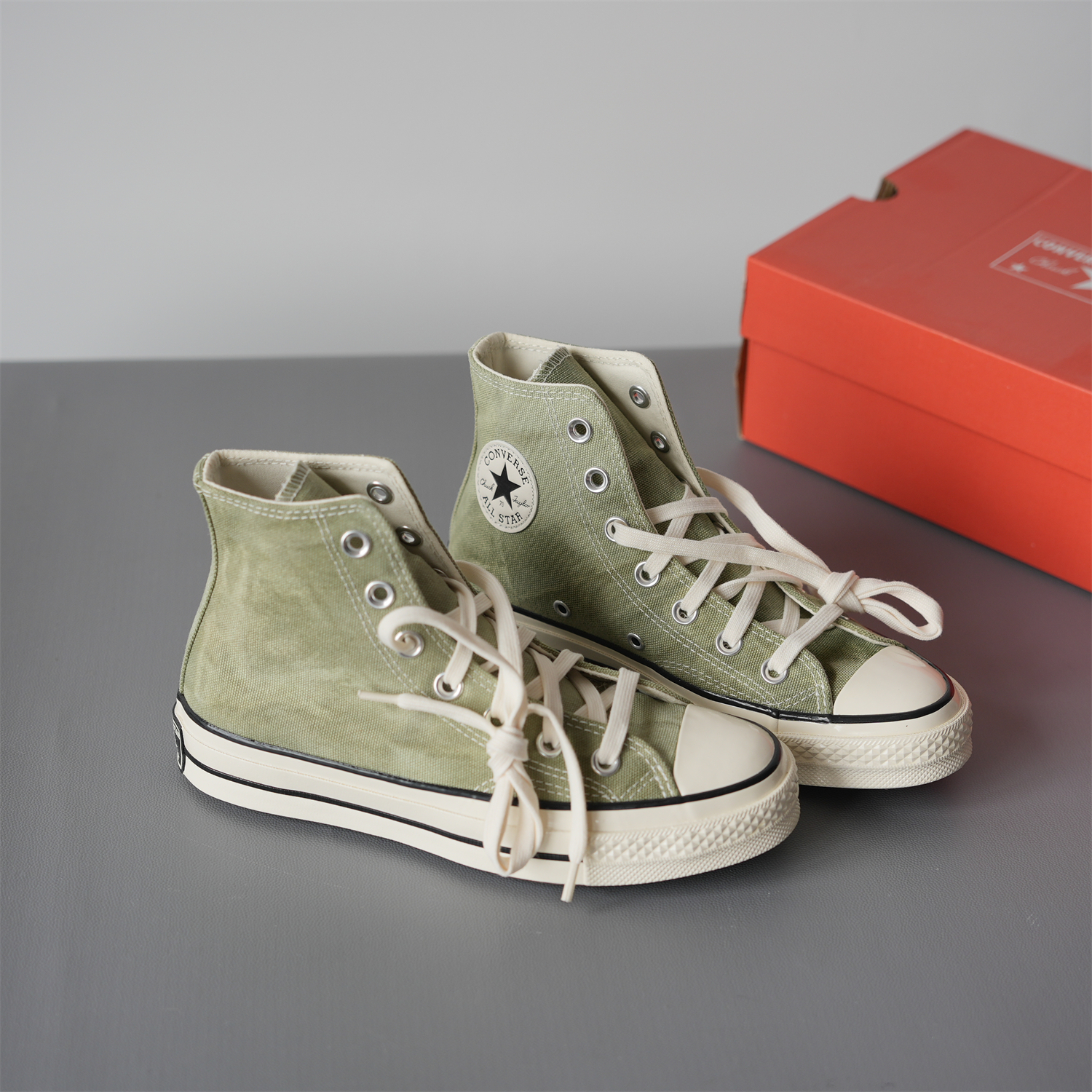 CONVERSE 1970S匡威新款 浅灰绿扎染 高帮情侣帆布鞋170964c