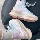 Converse匡威夹心樱花渐变磨砂缎面女厚底增高休闲帆布鞋 A09108C