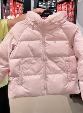 正品converse匡威 浅粉色女子短款保暖羽绒服外套10026925-A03