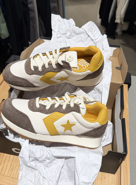 正品匡威 25秋Omega Trainer运动鞋学院棕黄撞色复古跑鞋A16539C