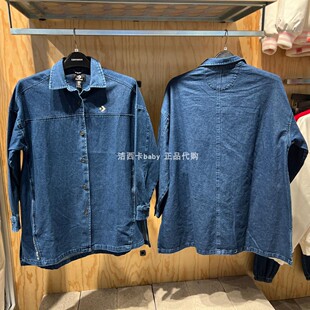 converse匡威 女子运动宽松翻领中长款牛仔夹克外套10024864-A01