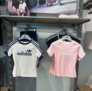 Adidas三叶草夏季新款郑浩妍同款修身运动短袖T恤JC7705 KS9293