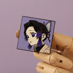 FooLii孚狸鬼灭之刃蝴蝶忍金属徽章胸针仿珐琅pins配饰挂件周边