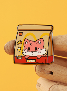 FooLii孚狸麦当劳订餐麦乐送麦咖啡金属徽章胸章仿珐琅纪念章pins