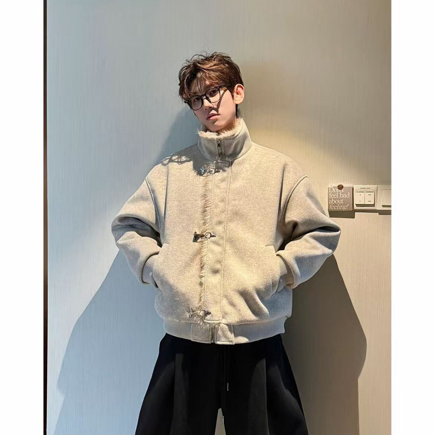 HN潮牌-【飞机扣座山雕】美式哈灵顿毛领棉服男百搭立领棉衣外套,男装,棉衣,淘宝优惠券,粉丝福利购,淘宝优惠卷