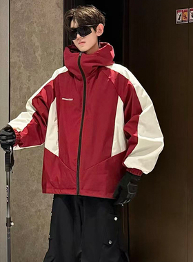 HN潮牌-【双面穿】三合一连帽冲锋夹克户外防风宽松百搭外套男女