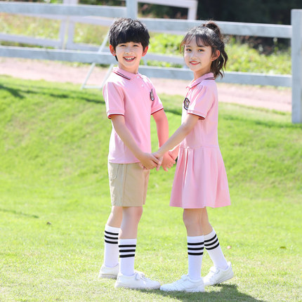 幼儿园园服中小学生校服套装纯棉学院风连衣裙夏季短袖运动服定制