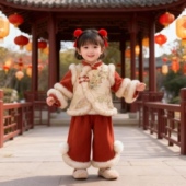 儿童合唱服拜年服女童民族风唐装 汉服加棉加厚过年服宝宝生日衣服