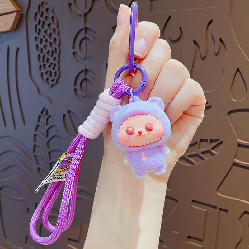 卡通创意植绒小熊公仔钥匙扣小挂件可爱情侣包包钥匙链挂饰小礼品