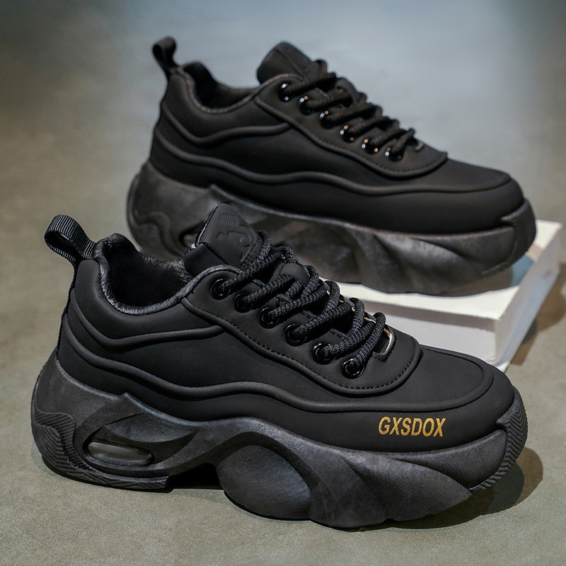 2024春秋新款皮面百搭潮男时尚潮流运动休闲厚底男鞋防滑耐磨男鞋