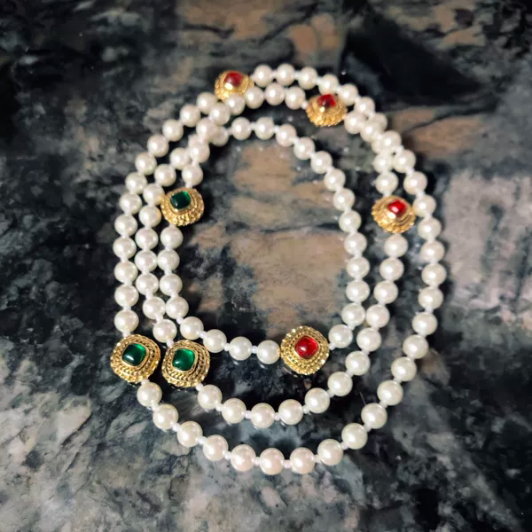 小香风叠戴高档琉璃珍珠长款毛衣链双层长珍珠链香奶奶