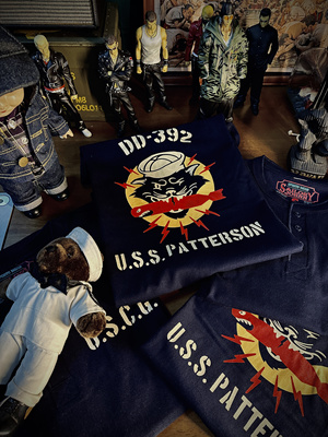 SAILOR JOHNNY美式复古重磅纯棉三本针255g长袖亨利领T恤男女