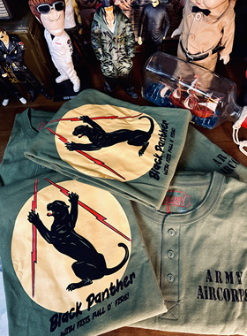 SAILOR JOHNNY美式复古USAF重磅纯棉三本针255g长袖亨利领T恤男女