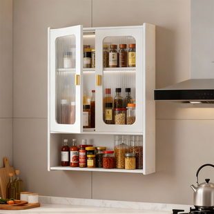 定做厨房置物柜壁挂式多层小壁柜调料品收纳柜调料瓶储物柜置物架