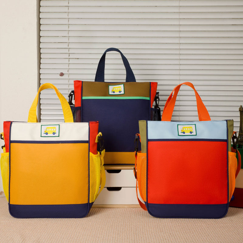 小学生拎书手提袋大容量轻便补习包牛津斜挎资料袋防水单肩补课包