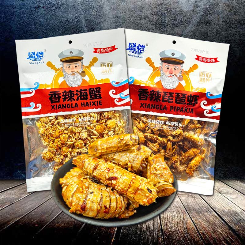 香辣青岛特产即食袋装琵琶虾海蟹