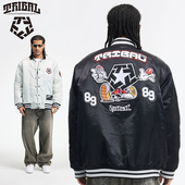 TRIBAL美式 嘻哈棒球服涂鸦刺绣街舞滑板夹棉卡通人加厚棒球夹克男