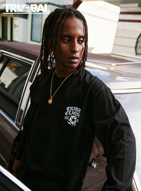 TRIBAL 哥特字TSTAR组合卫衣美式街头潮牌宽松圆领街舞套头卫衣
