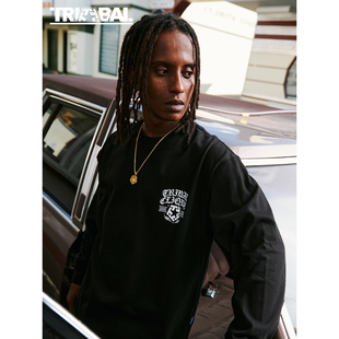 TRIBAL 哥特字TSTAR组合卫衣美式街头潮牌宽松圆领街舞套头卫衣