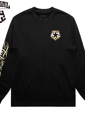 TRIBAL美式嘻哈涂鸦花体字长袖T恤街舞滑板重磅vibe复古街头宽松