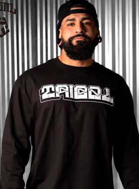 TRIBAL美式嘻哈涂鸦字体长袖T恤街舞滑板上衣街头风oversize复古