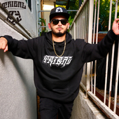 TRIBAL美式 嘻哈花体字涂鸦连帽卫衣街舞滑板宽松上衣复古街头风男