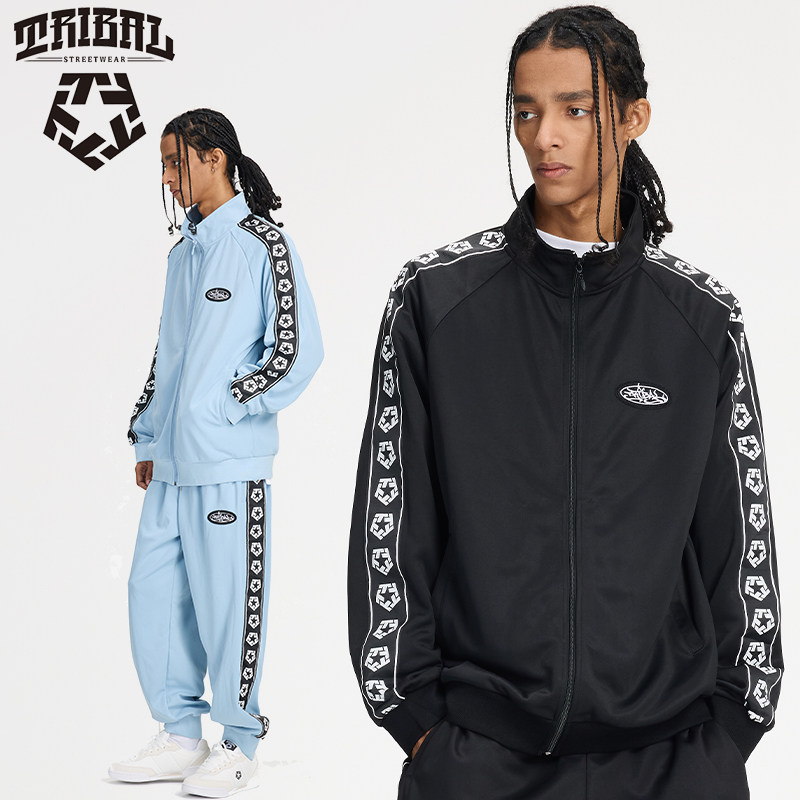TRIBAL美式嘻哈街头串标立领街舞风复古涂鸦刺绣机能风拉链夹克男,男装,夹克,淘宝优惠券,粉丝福利购,淘宝优惠卷