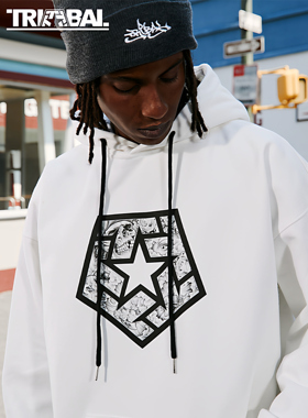 TRIBAL 纹身插画TSTAR连帽卫衣美式街头潮牌街舞滑板宽松帽衫卫衣