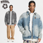 TRIBAL美式 嘻哈街头牛仔做旧渐变涂鸦风街舞复古hiphop底特律夹克