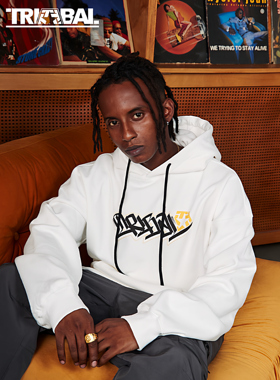 TRIBAL 变形文字TSTAR连帽卫衣美式街头潮牌街舞滑板宽松帽衫卫衣