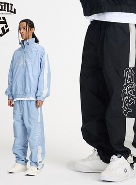 TRIBAL美式嘻哈街头涂鸦印花束脚街舞风拼接复古街头机能风运动裤