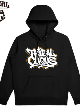 TRIBAL涂鸦字体连帽卫衣潮牌街舞滑板美式嘻哈oversize高街风上衣