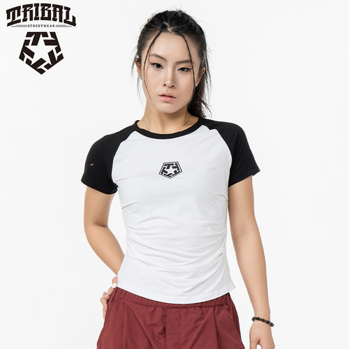 TRIBAL复古插肩莫代尔短袖T恤女