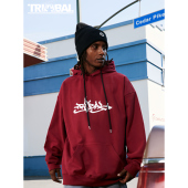 街头潮牌街舞滑板宽松帽衫 TRIBAL 涂鸦字体LOGO连帽卫衣美式 卫衣