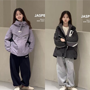 波拉bora韩国童装2025冬装儿童棉服JASPER男童女童夹棉冲锋衣外套