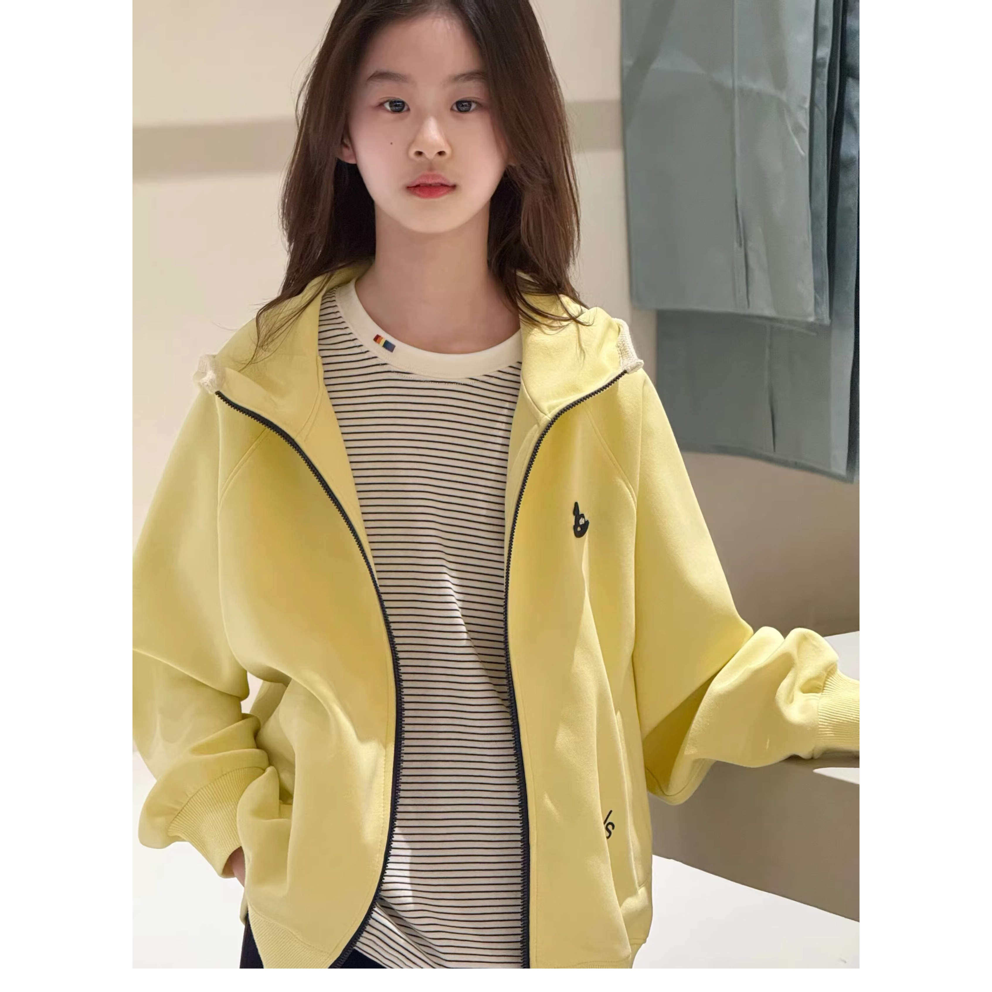 波拉bora韩国童装儿童连帽卫衣外套2026春季JASPER休闲拉链开衫潮