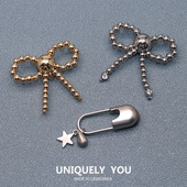 扣装 花鞋 饰复古风配件质感珠珠蝴蝶结 配饰质感金属diy鞋 洞洞鞋