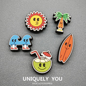 花配件热带惊讶表情鞋 新款 鞋 洞洞鞋 扣卡骆驰智必星 Crocs配饰正品