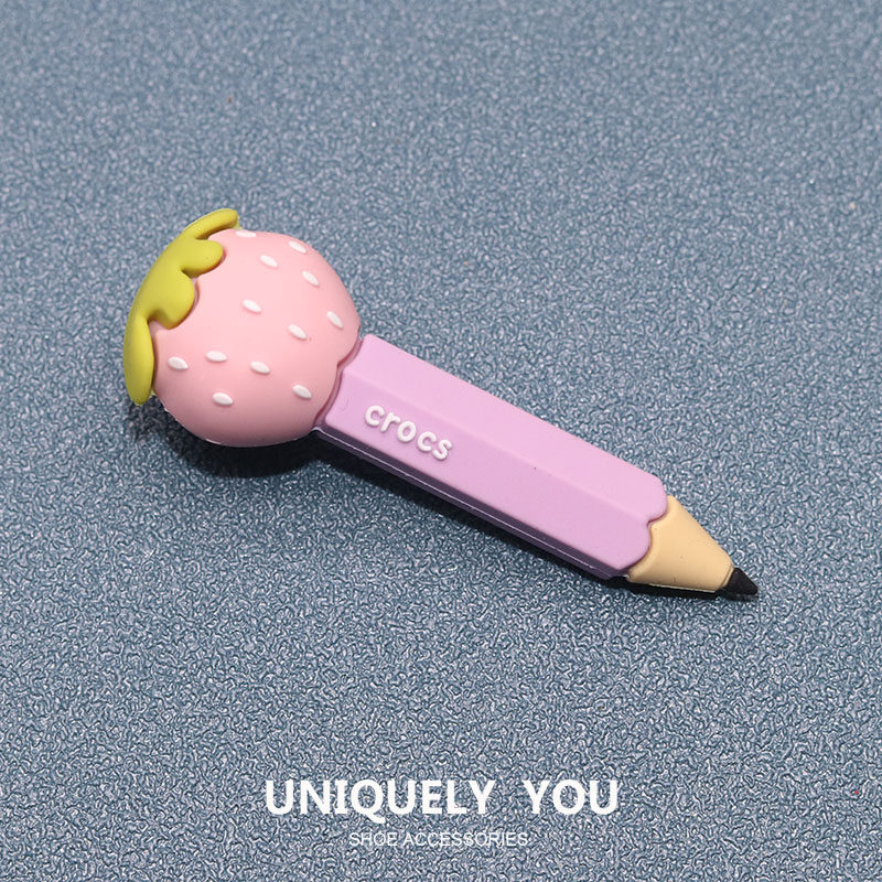 洞洞鞋花配饰鞋扣3D立体草莓铅笔