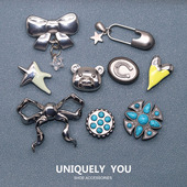 扣装 花鞋 饰复古风配件质感绿松石 配饰质感金属diy鞋 洞洞鞋