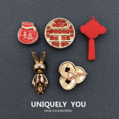 上装 新款 智必星卡洛驰鞋 配件正品 饰扣金属中国风 crocs配饰洞洞鞋