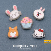 洞洞鞋 饰配件LED闪灯兔子系列鞋 配饰鞋 新款 花适配crocs鞋 装 扣鞋 花