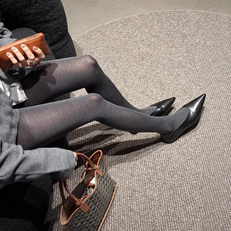 微透灰色连裤袜春秋薄款修身显瘦不掉裆miu系打底袜高级感打底裤